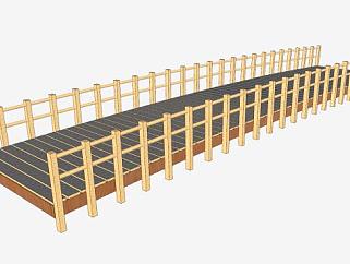 木制护栏拱桥SU模型下载_sketchup草图大师SKP模型