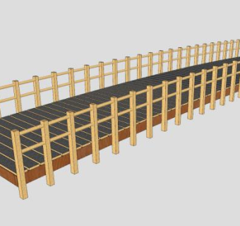 木制护栏拱桥SU模型下载_sketchup草图大师SKP模型