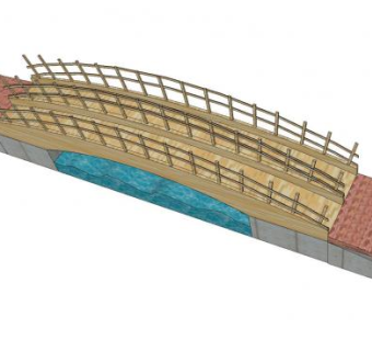 河上双道木拱桥SU模型下载_sketchup草图大师SKP模型