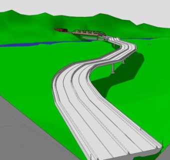 山间高速公路立交桥梁SU模型下载_sketchup草图大师SKP模型