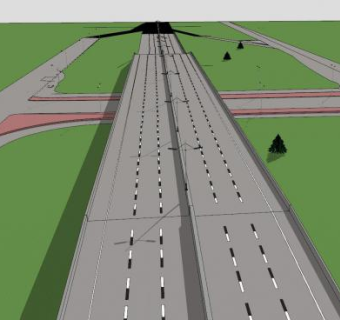 现代道路高架公路桥SU模型下载_sketchup草图大师SKP模型