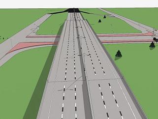 现代道路高架公路桥SU模型下载_sketchup草图大师SKP模型