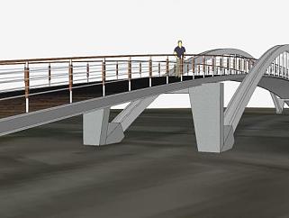 跨公路的桁架人行天桥SU模型下载_sketchup草图大师SKP模型