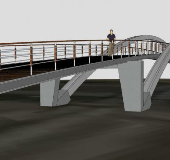 跨公路的桁架人行天桥SU模型下载_sketchup草图大师SKP模型