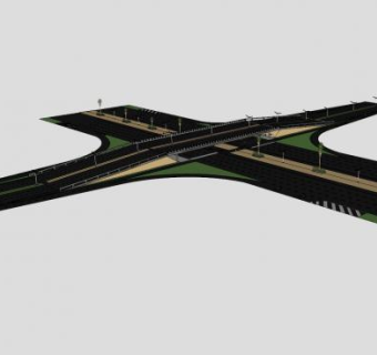 十字高架公路立交桥SU模型下载_sketchup草图大师SKP模型