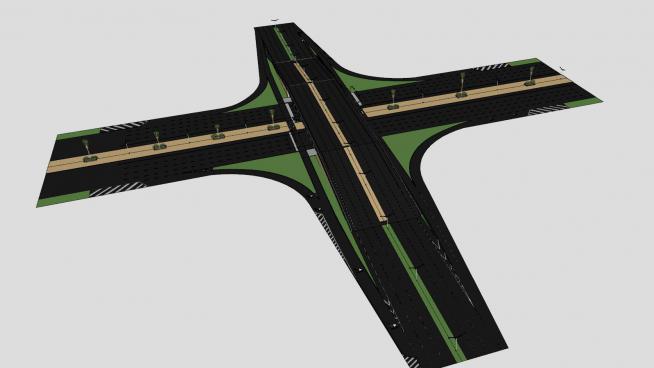 十字高架公路立交橋su模型下載_sketchup草圖大師skp模型