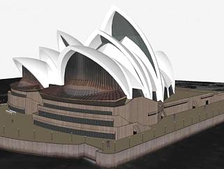 悉尼歌剧院商业街SU模型下载_sketchup草图大师SKP模型