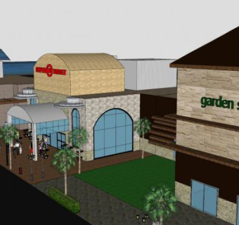 购物中心商业街建筑SU模型下载_sketchup草图大师SKP模型