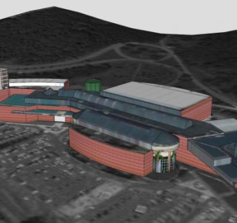 山谷购物中心建筑SU模型下载_sketchup草图大师SKP模型