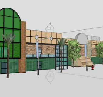 商店建筑户外商业街SU模型下载_sketchup草图大师SKP模型