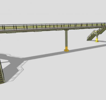 钢桥人行天桥SU模型下载_sketchup草图大师SKP模型