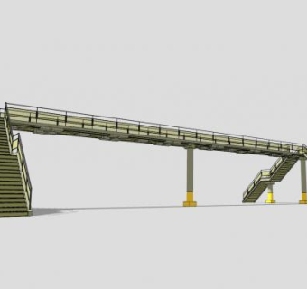 现代钢桥人行天桥SU模型下载_sketchup草图大师SKP模型