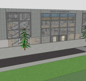 大型购物中心建筑SU模型下载_sketchup草图大师SKP模型