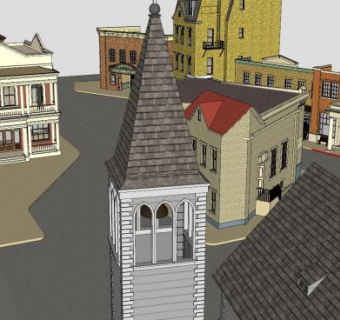 商业街诚市建筑SU模型下载_sketchup草图大师SKP模型