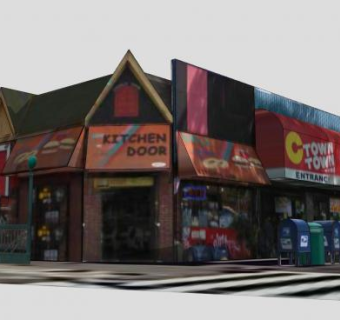 诚市商业街建筑SU模型下载_sketchup草图大师SKP模型