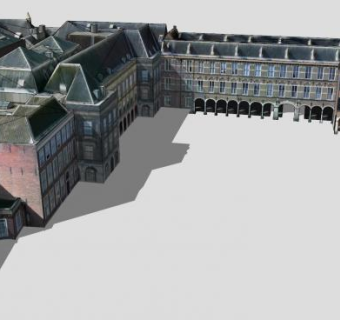 建筑群商业街SU模型下载_sketchup草图大师SKP模型