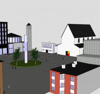 商业建筑物市镇广场SU模型下载_sketchup草图大师SKP模型