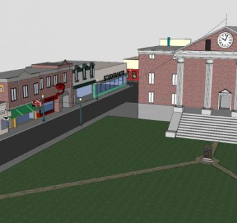 市中心建筑场景SU模型下载_sketchup草图大师SKP模型