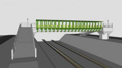铁轨上天桥步道SU模型下载_sketchup草图大师SKP模型