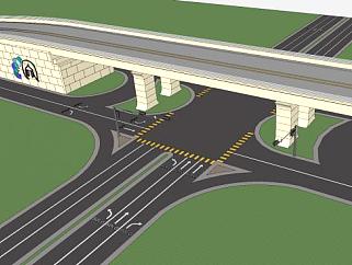 十字道路和高速桥SU模型下载_sketchup草图大师SKP模型