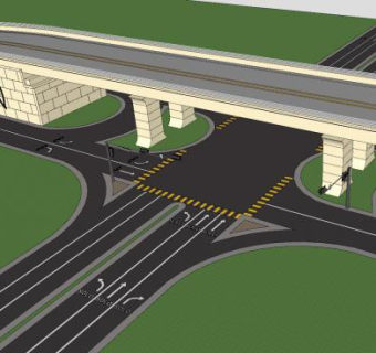 十字道路和高速桥SU模型下载_sketchup草图大师SKP模型