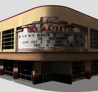 宏伟电影院商业建筑SU模型下载_sketchup草图大师SKP模型