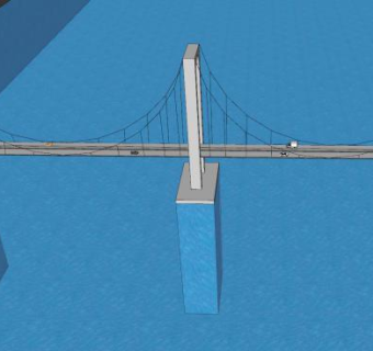 河道上的拉索桥SU模型下载_sketchup草图大师SKP模型