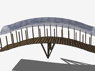 玻璃天篷的<em>木拱桥</em>SU模型下载_sketchup草图大师SKP模型