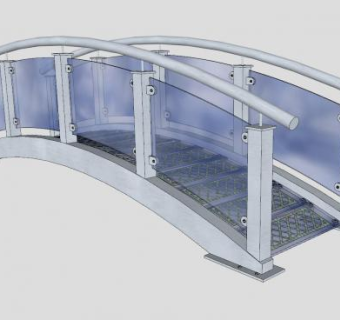 不锈钢玻璃护栏拱桥SU模型下载_sketchup草图大师SKP模型