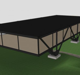 高架玻璃落地窗观景大桥栈SU模型下载_sketchup草图大师SKP模型