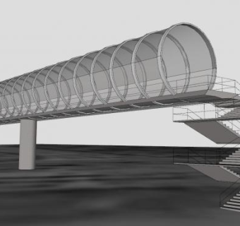 圆圈人行天桥概念SU模型下载_sketchup草图大师SKP模型