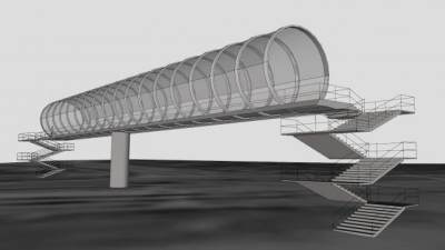 圆圈人行天桥概念SU模型下载_sketchup草图大师SKP模型