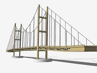 跨海悬索桥SU模型下载_sketchup草图大师SKP模型