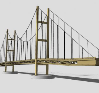 跨海悬索桥SU模型下载_sketchup草图大师SKP模型