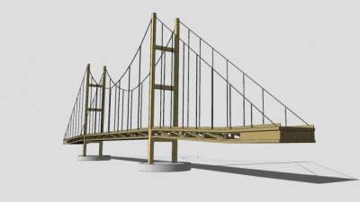 跨海悬索桥SU模型下载_sketchup草图大师SKP模型