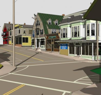 商业街建筑中心SU模型下载_sketchup草图大师SKP模型