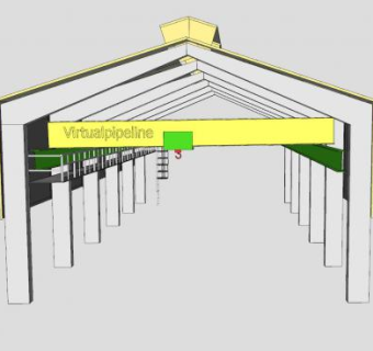 工业用预制金属建筑和室内桥梁SU模型下载_sketchup草图大师SKP模型