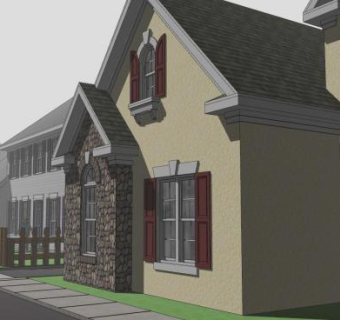 商业街道户外建筑SU模型下载_sketchup草图大师SKP模型