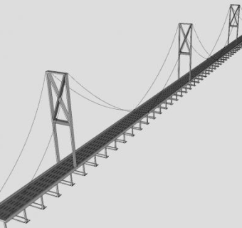 悬索桥吊桥SU模型下载_sketchup草图大师SKP模型