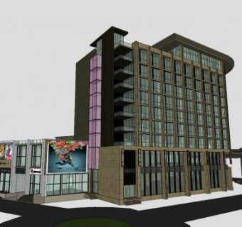 现代主义商业综合体SU模型下载_sketchup草图大师SKP模型