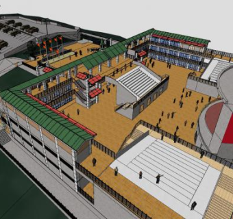 瓦德里体验主题公园建筑SU模型下载_sketchup草图大师SKP模型