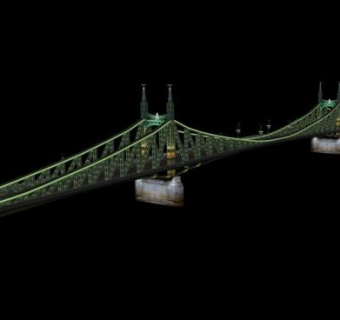 夜晚的自由桥SU模型下载_sketchup草图大师SKP模型