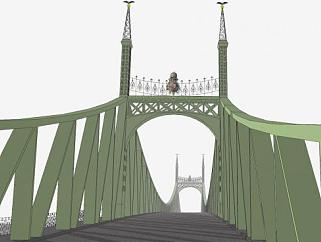 匈牙利布达佩斯自由大桥SU模型下载_sketchup草图大师SKP模型