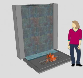 庭院水幕墙壁炉SU模型下载_sketchup草图大师SKP模型
