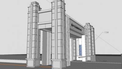 商业建筑大门SU模型下载_sketchup草图大师SKP模型