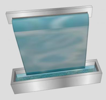 现代壁式流水墙SU模型下载_sketchup草图大师SKP模型