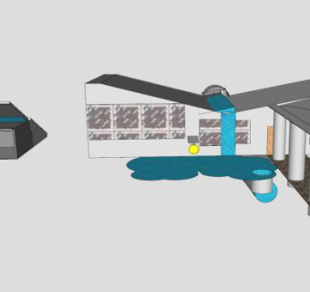 简易建筑流水墙设计SU模型下载_sketchup草图大师SKP模型