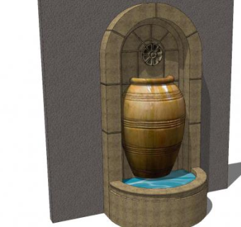 壁式水缸流水墙SU模型下载_sketchup草图大师SKP模型