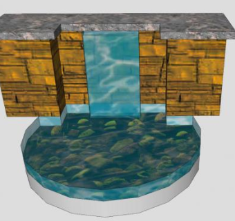 铸石水景壁墙SU模型下载_sketchup草图大师SKP模型
