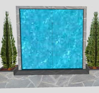 现代水幕墙流水摆件SU模型下载_sketchup草图大师SKP模型